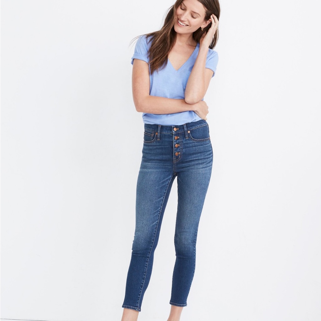 Madewell Women's Blue High-Rise Cropped Skinny Jeans - Size 30